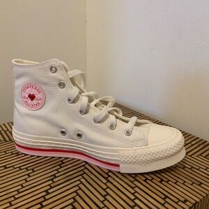Converse hi-top pink/white hearts